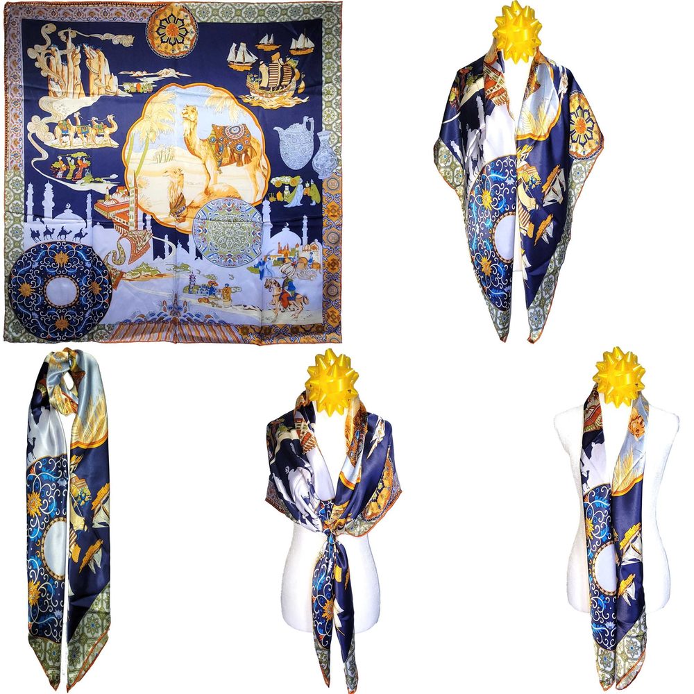 NWT Genuine 100% Mulberry Silk Satin Scarf 42"x42" Large Square Shawl 59511